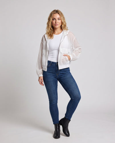 Damen nan ultraleichte transparente Kapuzenjacke mit Reißverschluss Drune