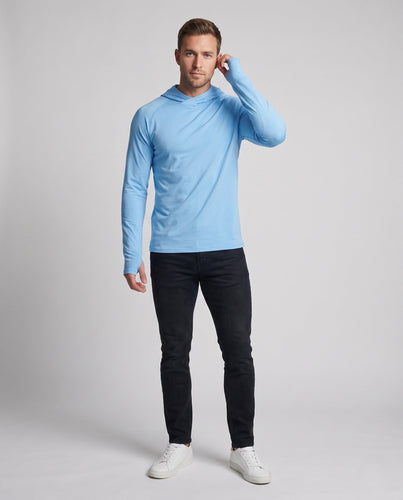 Herren nan eng geschnittenes Langarm-Sonnenschutz-Hoodie mit Raglanärmeln und Daumenlöchern Drune