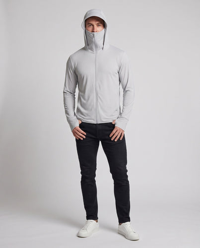 Herren nan ultraleichter Sonnenhoody mit integrierter Gesichtsmaske und verlängerter Kapuze Drune