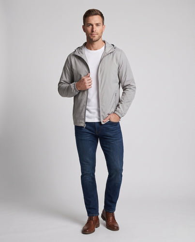 Unisex nan ultraleichte wasserabweisende Regenjacke mit Kapuze und Reißverschlusstaschen Drune