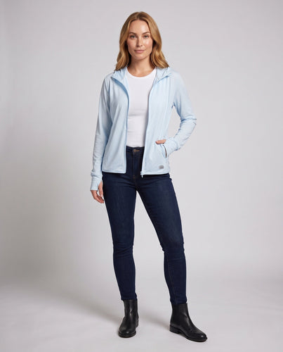 Damen nan leichte UV-Schutz Kapuzenjacke mit atmungsaktivem Meshfutter und Reißverschluss Drune