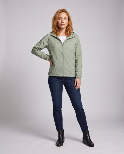 Damen nan ultraleichte Regenjacke mit Kapuze und verdecktem Reißverschluss Drune