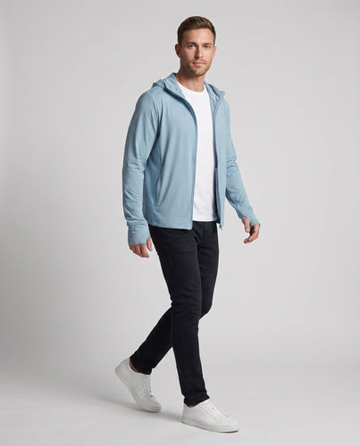 Herren nan leichte UV-Schutz Kapuzenjacke mit atmungsaktivem Mesh und durchgehendem Reißverschluss Drune