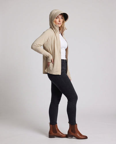 Unisex nan UV-Schutz Kapuzenjacke mit abnehmbarem Visier und atmungsaktivem Kühlstoff Drune