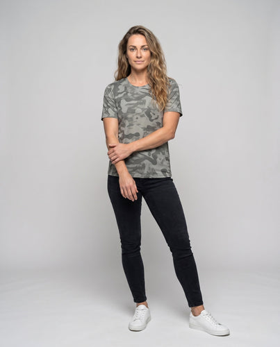Damen modernes Camouflage T-Shirt Drune