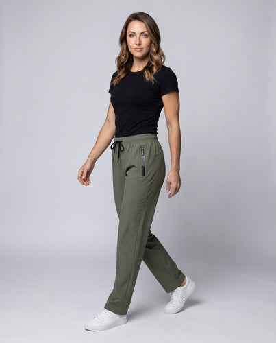 Damen Sportliche Freizeithose mit elastischem Bund und zwei Reißverschlusstaschen Drune