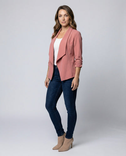 Damen Blazer Offene Vorderseite Elegant Leicht