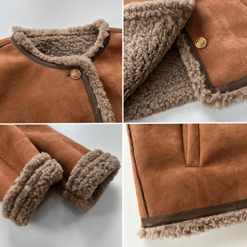 Drune | Kunstsuede Jacke - Lammfell-Futter - Kurzer Schnitt - Lässige Winterlage