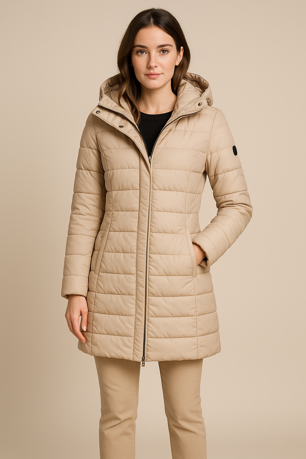 Drune | Damen Pufferjacke Wasserabweisend Langes Gestepptes Design - Winter