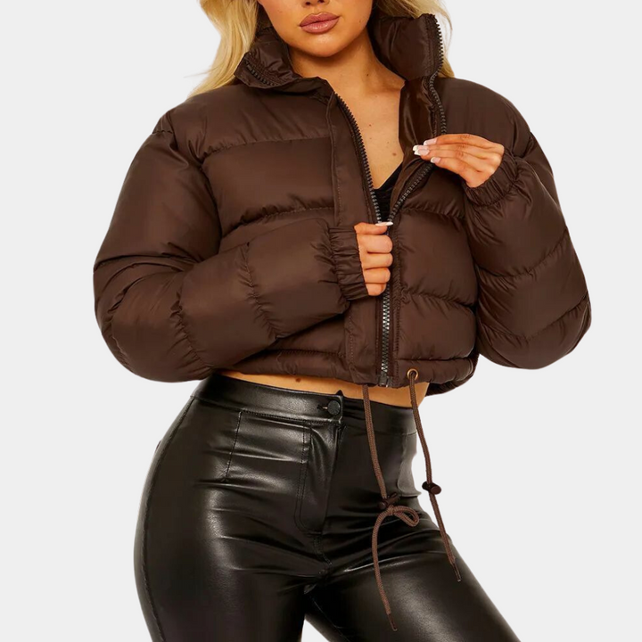 Drune | Cropped Stehkragen Winterjacke Damen Daunenjacken