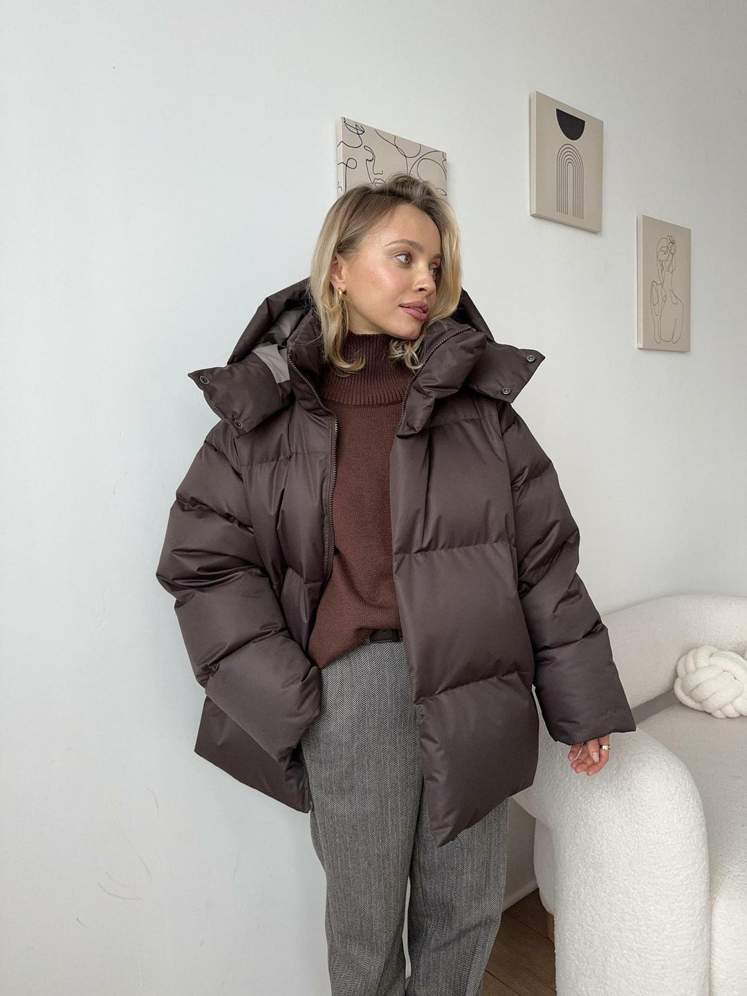 Drune | Kapuze Warm Wattierte Jacke Winterjacke für Damen