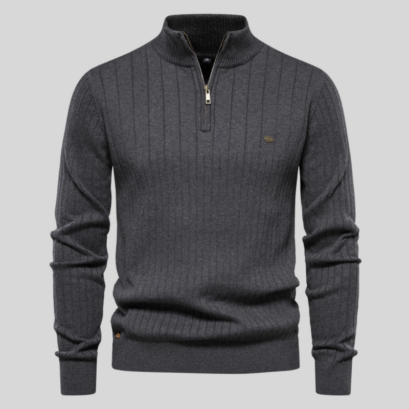 Drune | mit halbem Reißverschluss hochgeschlossen Drune | Rippenstrickpullover Herrenbekleidung