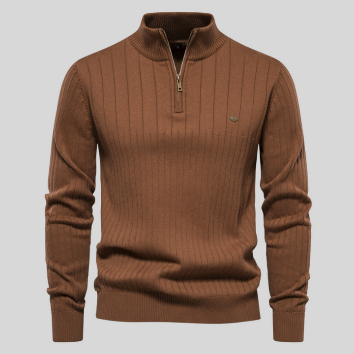 Drune | mit halbem Reißverschluss hochgeschlossen Drune | Rippenstrickpullover Herrenbekleidung