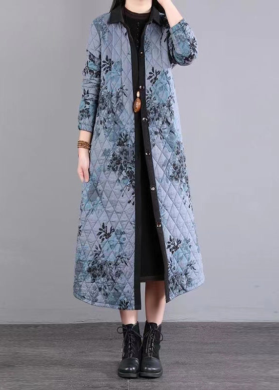 Drune | Druck Patchwork Feine Baumwollgefüllte Mäntel Peter Pan Kragen Winter