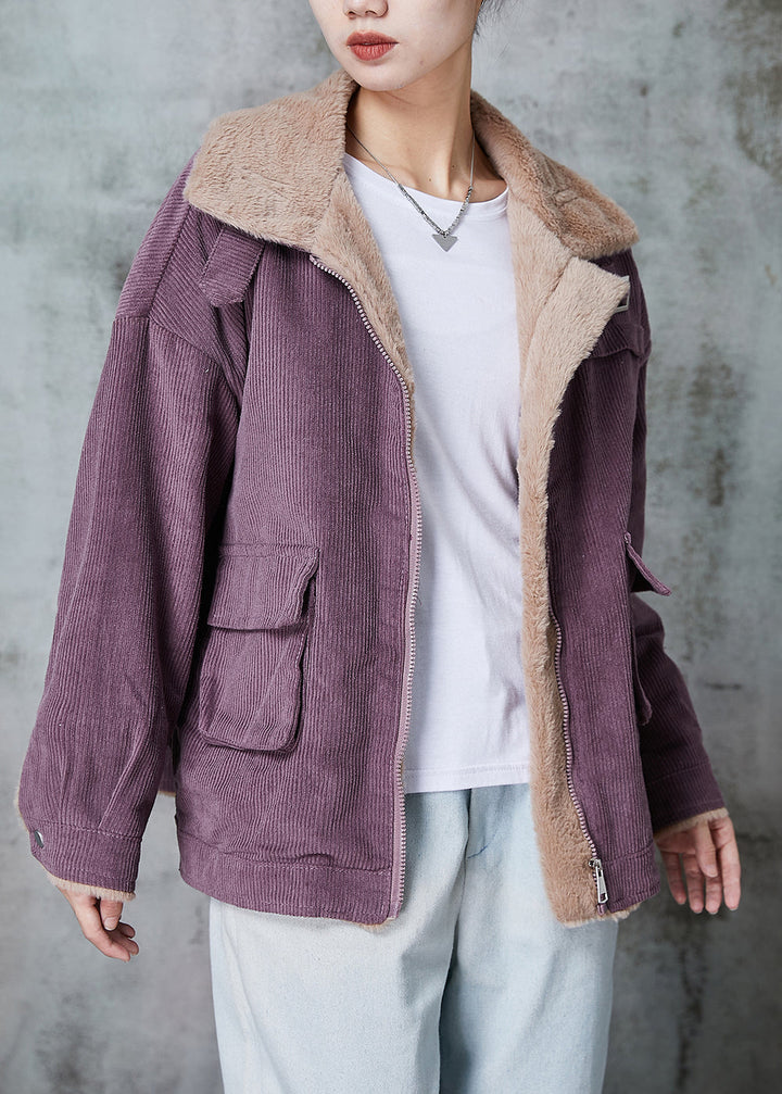 Drune | Dicke warme Fleece-Mäntel Peter-Pan-Kragen Taschen Winter