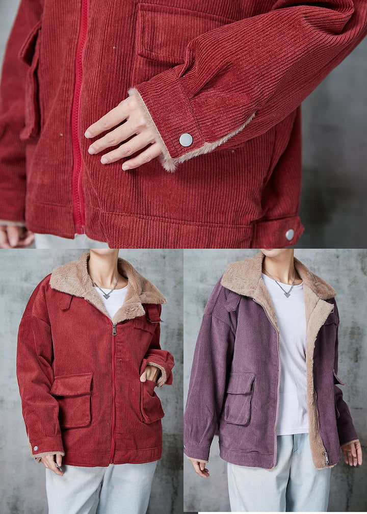 Drune | Dicke warme Fleece-Mäntel Peter-Pan-Kragen Taschen Winter