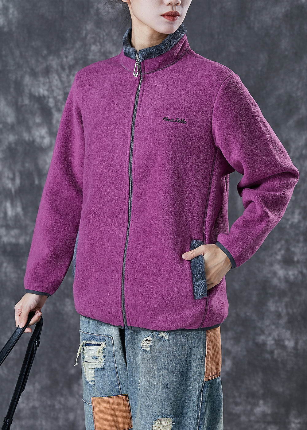 Drune | Warme Fleecejacken Bestickt Winter