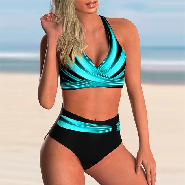 Drune | Push-Up Halter-Bikini-Set mit Hoher Taille für Damen
