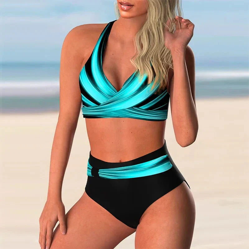 Drune | Push-Up Halter-Bikini-Set mit Hoher Taille für Damen