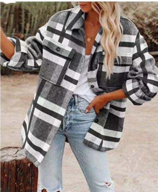 Drune | Klassische Karierte Jacke in Großen Größen für Damen