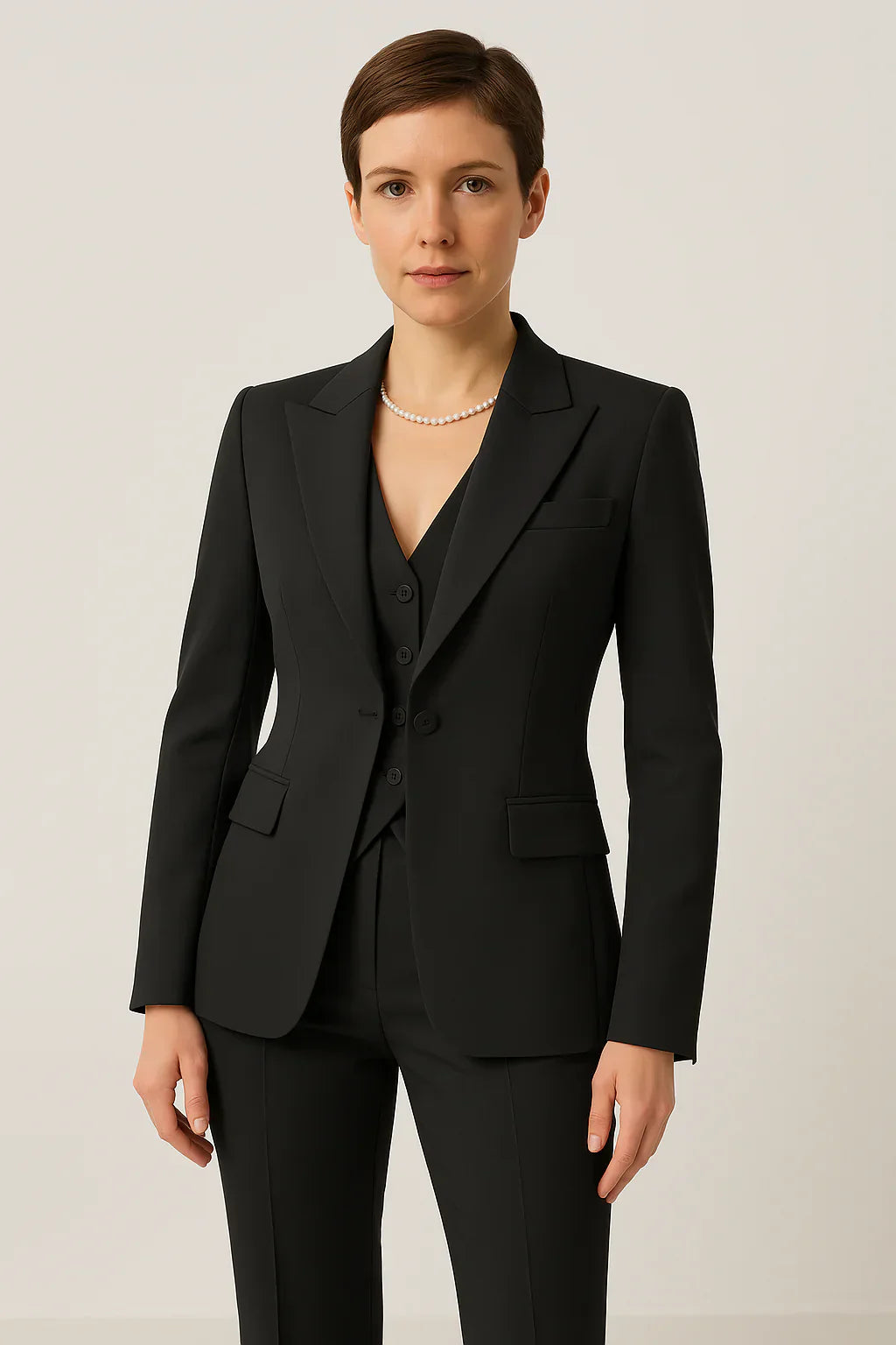 Drune | Pantsuit Taillierte Passform 3 Teiliges Set mit Weste Wollmischung