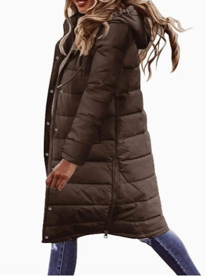 Drune | Steppiger Kapuzen Langer Winterjacke Für Frauen