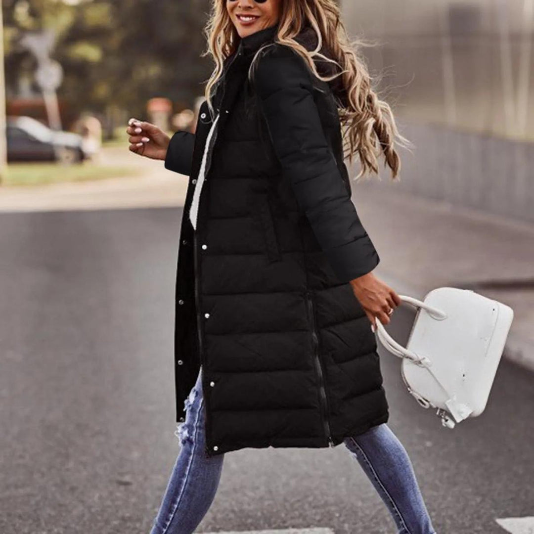 Drune | Steppiger Kapuzen Langer Winterjacke Für Frauen