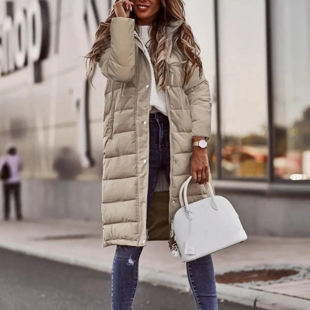 Drune | Steppiger Kapuzen Langer Winterjacke Für Frauen