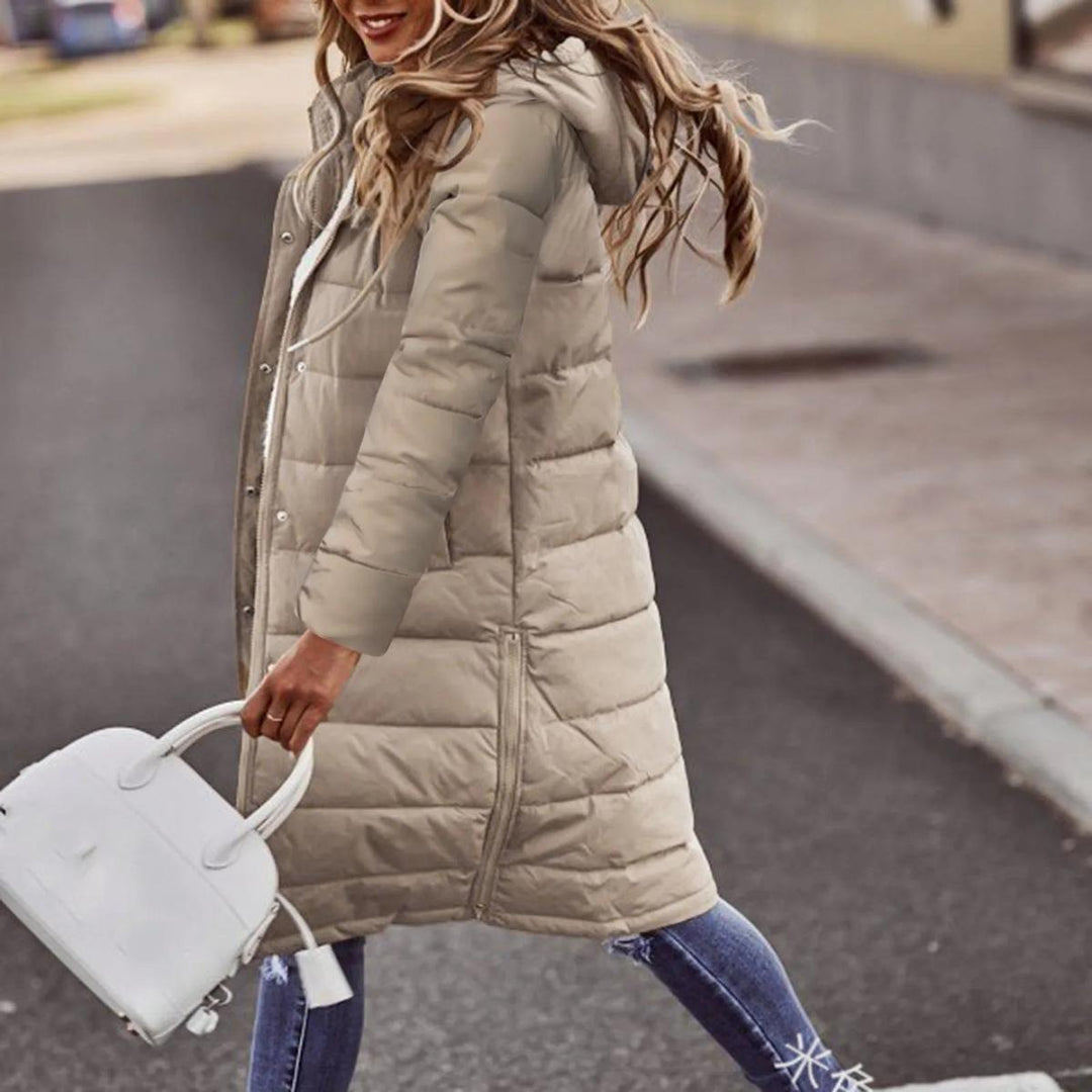 Drune | Steppiger Kapuzen Langer Winterjacke Für Frauen