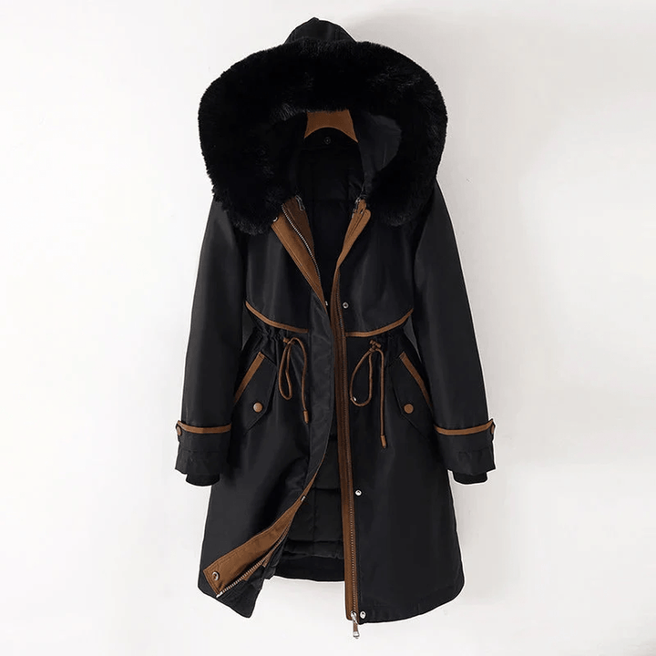 Drune | Gepolsterte Winter Parka Jacke mit Verstellbarem Bund und Kunstfellkapuze
