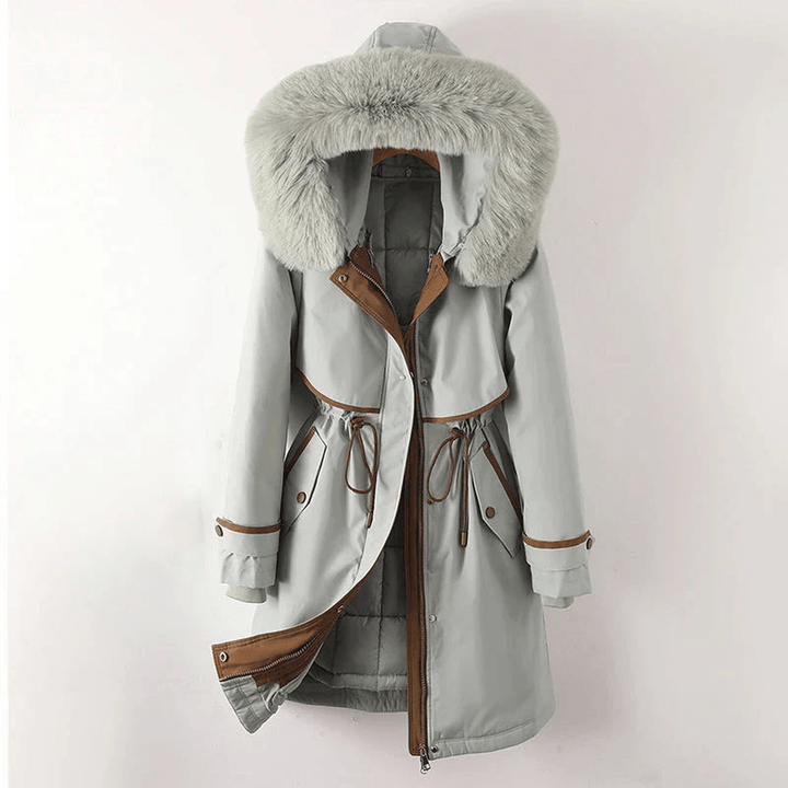 Drune | Gepolsterte Winter Parka Jacke mit Verstellbarem Bund und Kunstfellkapuze