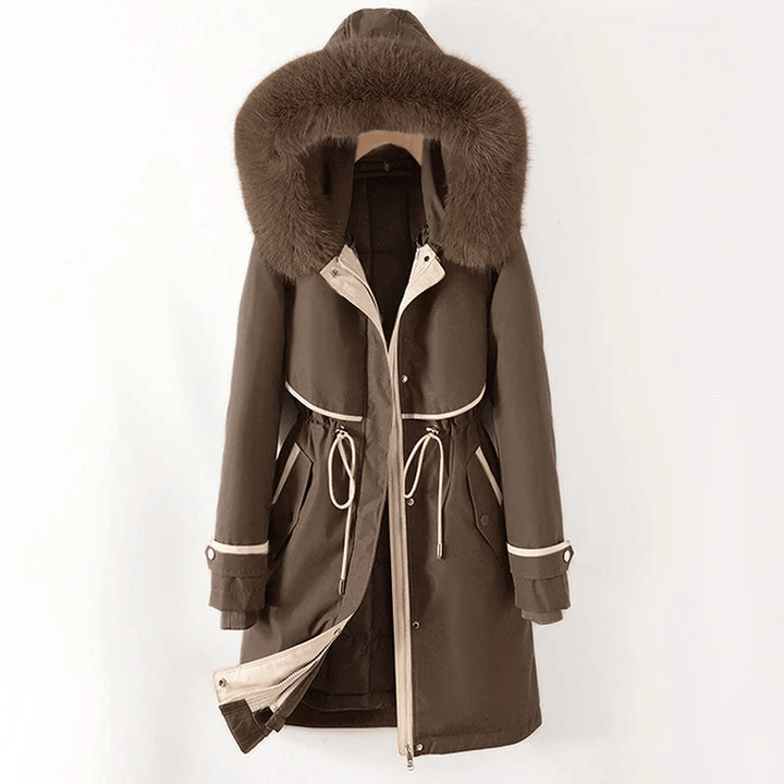 Drune | Gepolsterte Winter Parka Jacke mit Verstellbarem Bund und Kunstfellkapuze