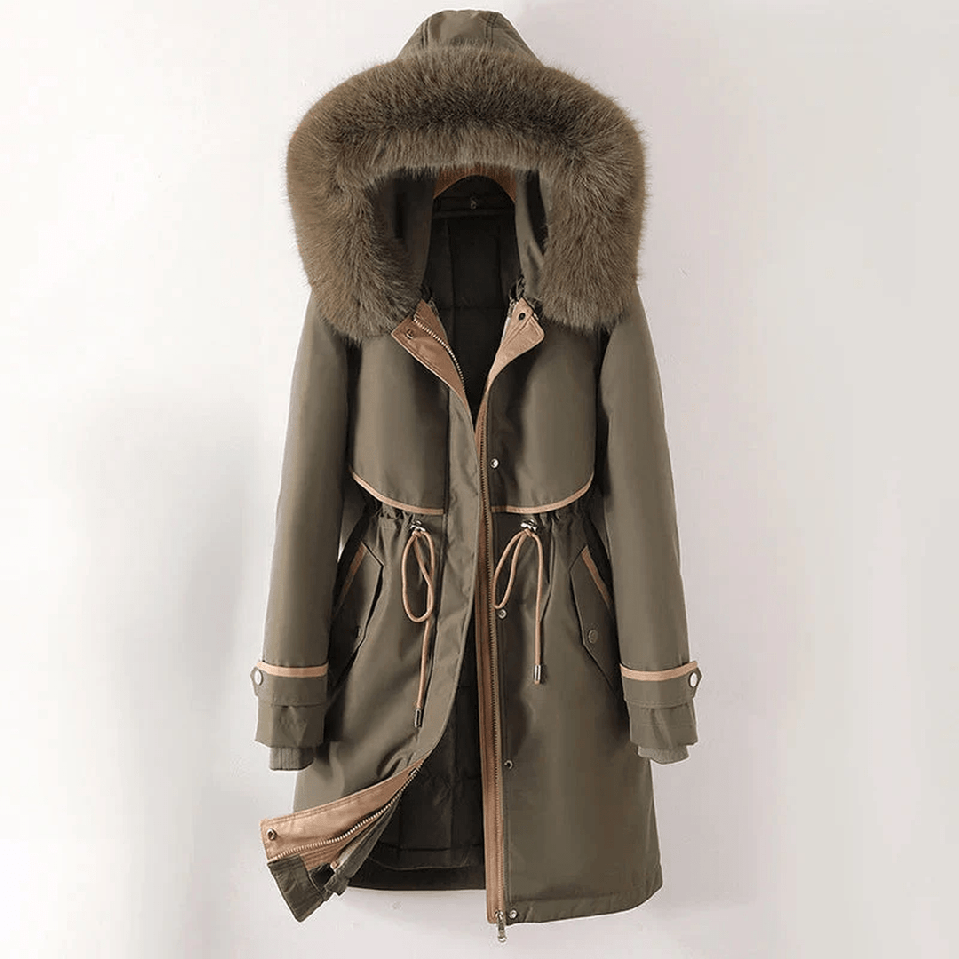 Drune | Gepolsterte Winter Parka Jacke mit Verstellbarem Bund und Kunstfellkapuze