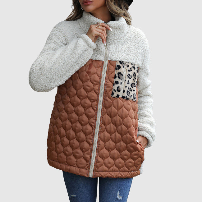 Drune | Plüsch Patchwork Frauen Winterjacke