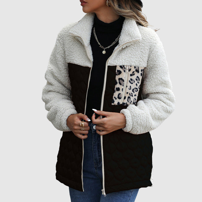 Drune | Plüsch Patchwork Frauen Winterjacke