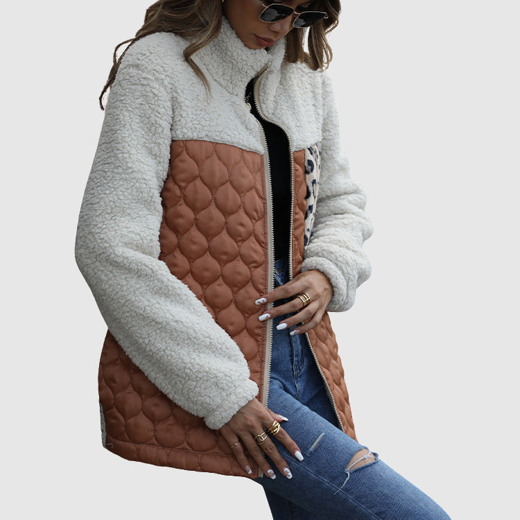 Drune | Plüsch Patchwork Frauen Winterjacke