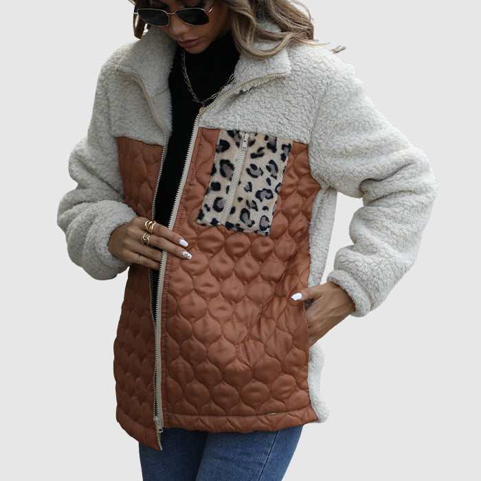 Drune | Plüsch Patchwork Frauen Winterjacke