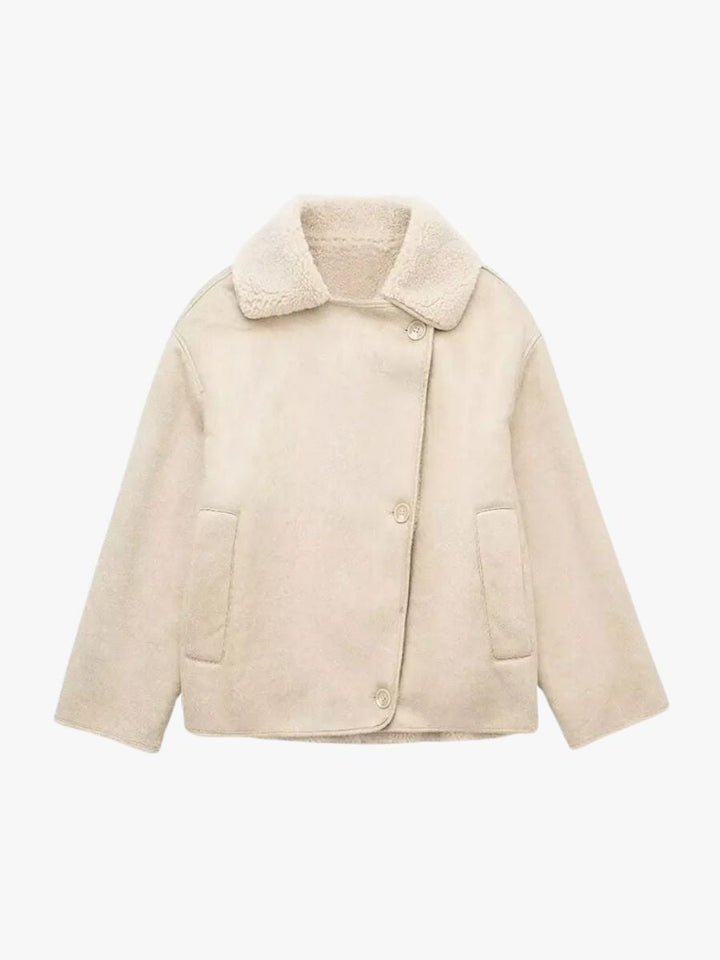 Drune | Stilvolle Jacke mit Kunstleder und Fleece Details