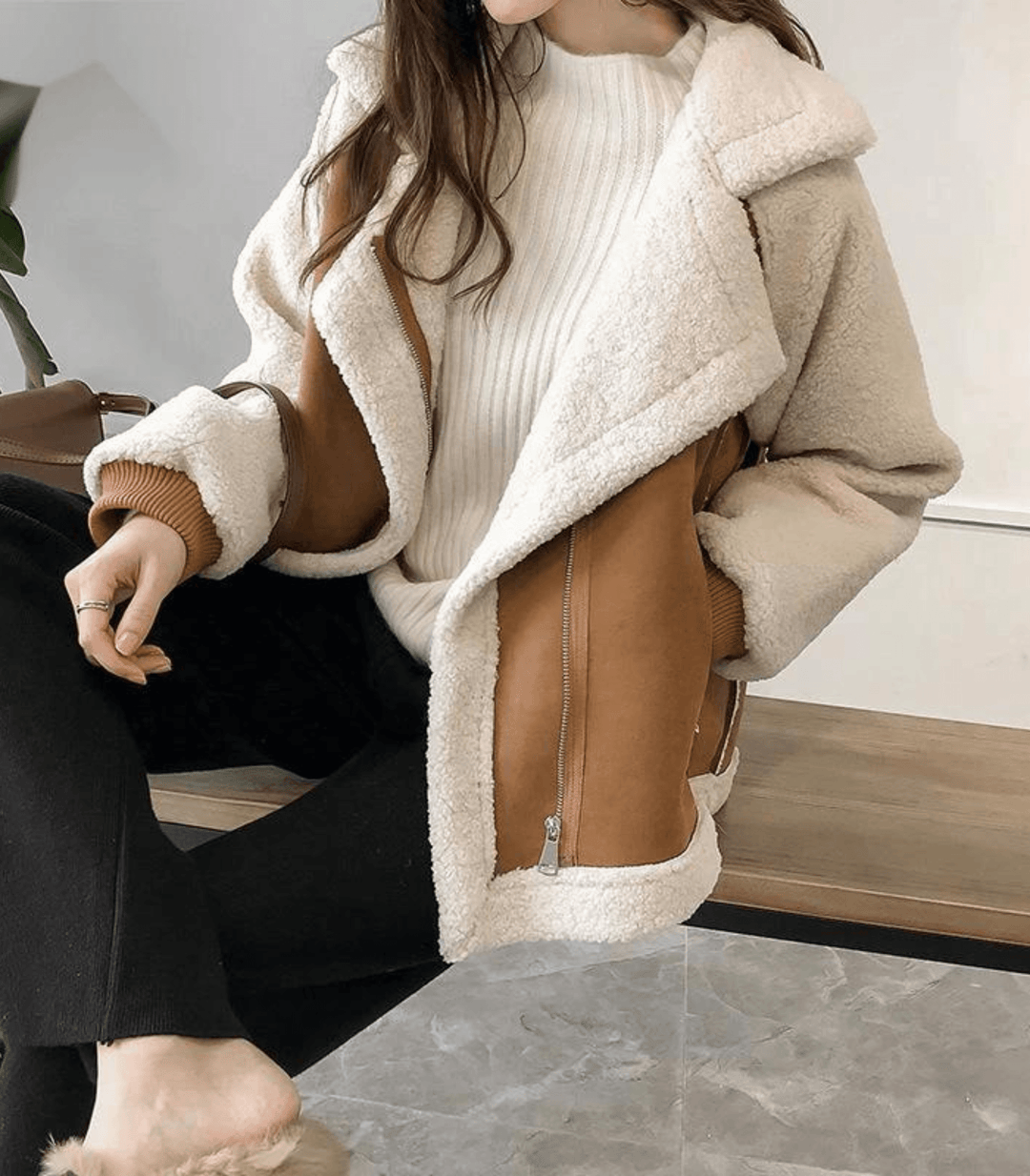 Drune | und kuschelige Damenjacke mit Fellimitat