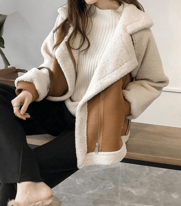 Drune | und kuschelige Damenjacke mit Fellimitat