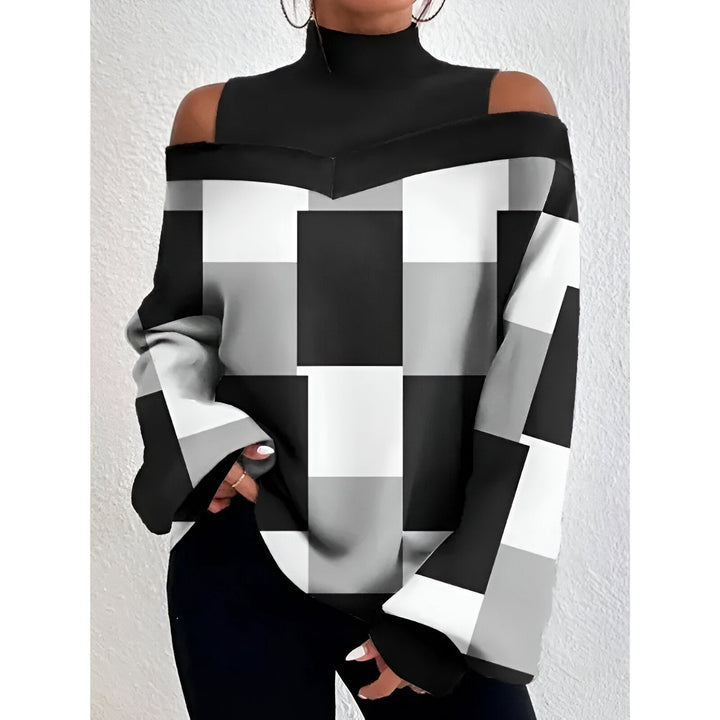 Drune | Sexy Karierte T-Shirt mit Off-Shoulder Ärmeln