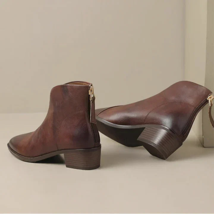 Drune | Damenstiefelette Aus Leder mit Blockabsatz