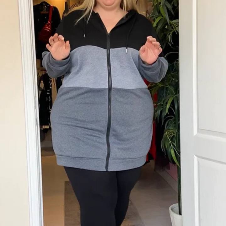 Drune | Lange Kapuzenjacke mit Reißverschluss für Damen im Herbst