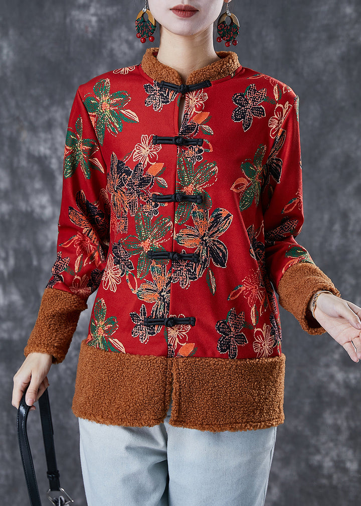 Drune | Patchwork Warme Fleecejacken Chinesischer Knopf Winter