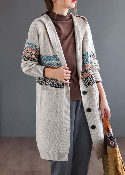 Drune | Taschenprint Strickmäntel Cardigans Kapuzen Langarm