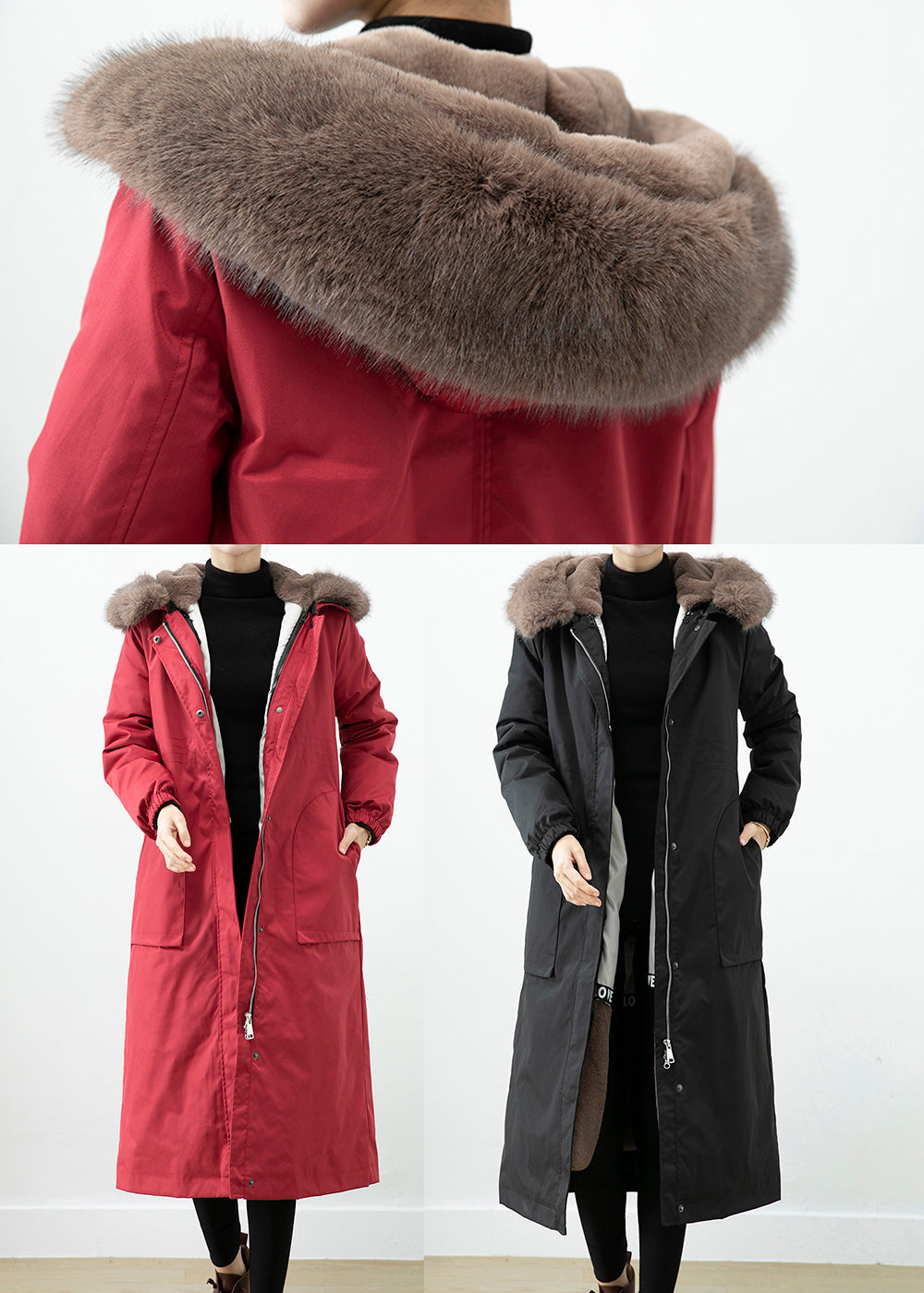 Drune | Warmer Otter Kaninchenhaar gefütterte Damenmäntel Füchslein Kragen Winter