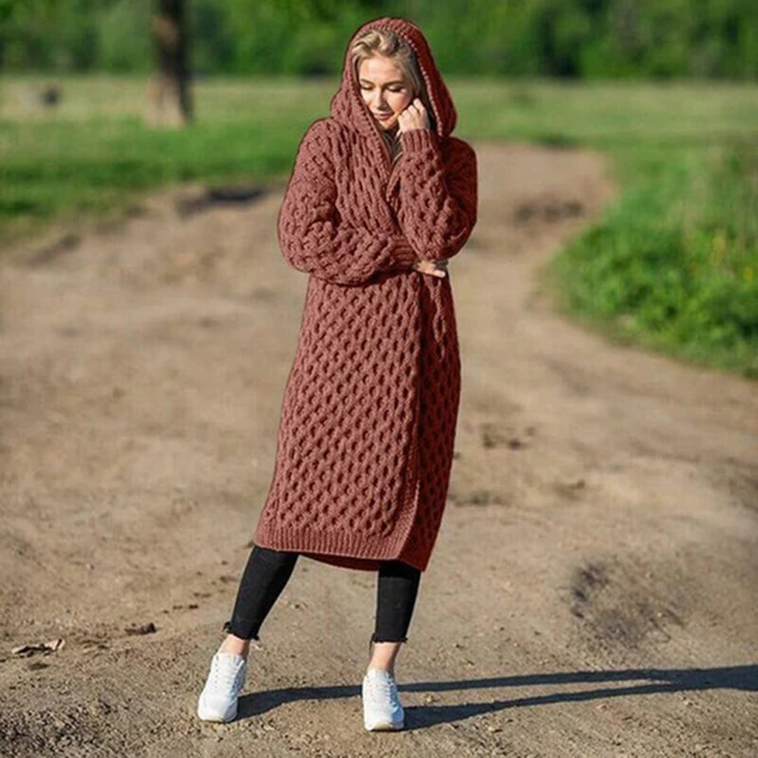 Chic: Cardigan mit Kapuze und Strukturmuster
