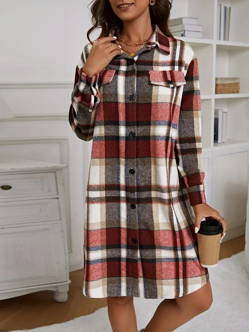 Drune | Modische Langarmjacke mit Karomuster und Knopfleiste