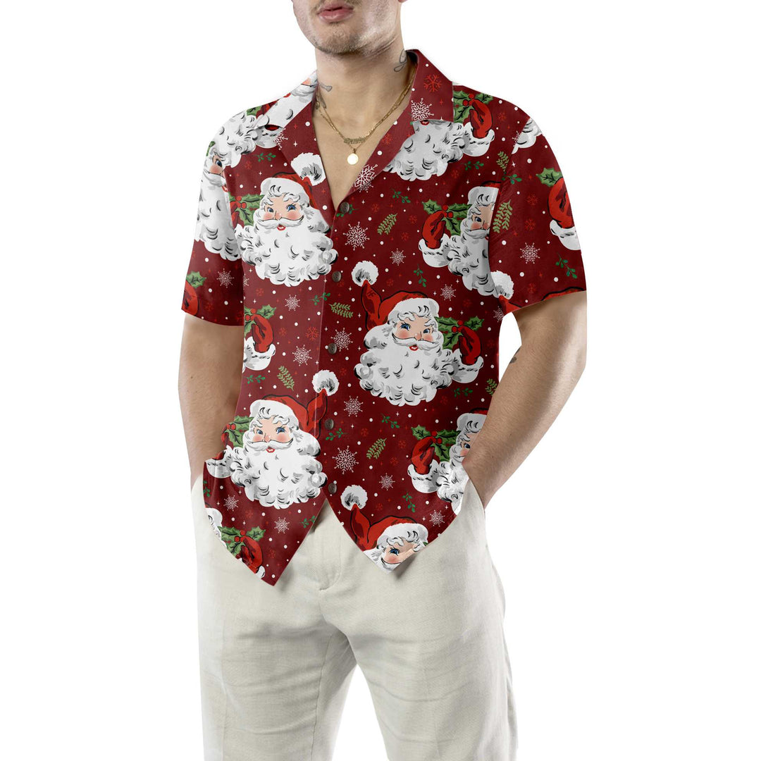 Drune | Rote Santa Gemütliche Weihnachts-Hawaiian-Shirt, Kurzarm Santa Weihnachts-Hawaiian-Shirt, Geschenk für den Weihnachtstag