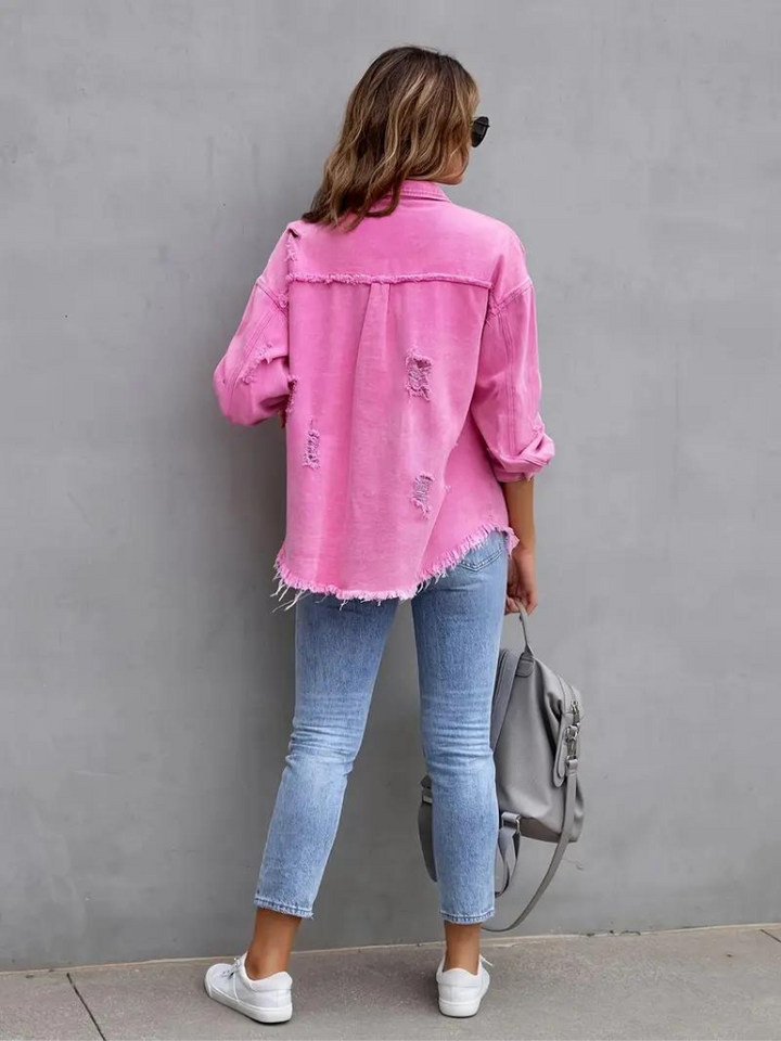 Drune Denim Jacke | Übergroße zerrissene Denimjacke für Frauen